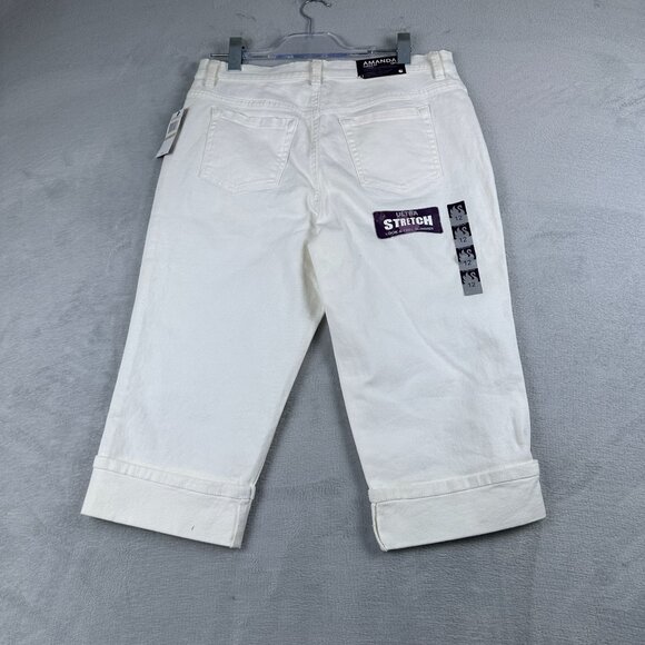 Gloria Vanderbilt Amanda Capri Jeans Women Size 12 Ultra Stretch High Rise White - Picture 2 of 12